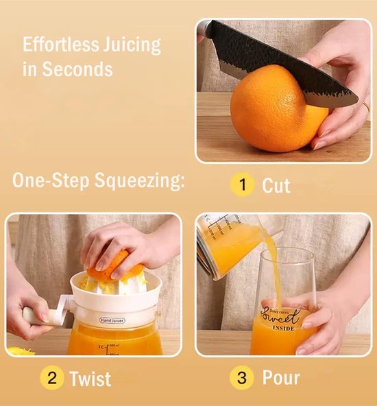 Handmatige Citruspers - Met draaihendel - Handpers met grote capaciteit (500 ml) - Geschikt voor citroenen, sinaasappels, limoenen en grapefruits - Maximaliseert de sapopbrengst - Ergonomische handgreep - Maakt moeiteloos persen mogelijk - Groen — afbeelding 2