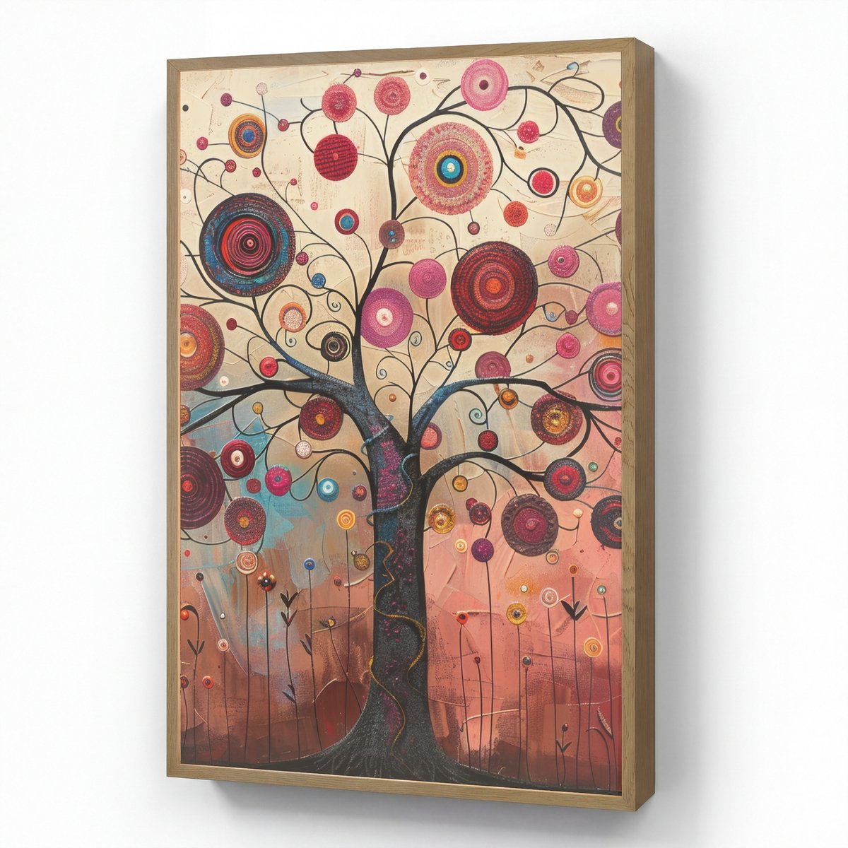 Wandlamp 70x100 cm - Oplaadbaar - Boom - Paars - Abstract - Kunst - Wandlampen binnen woon