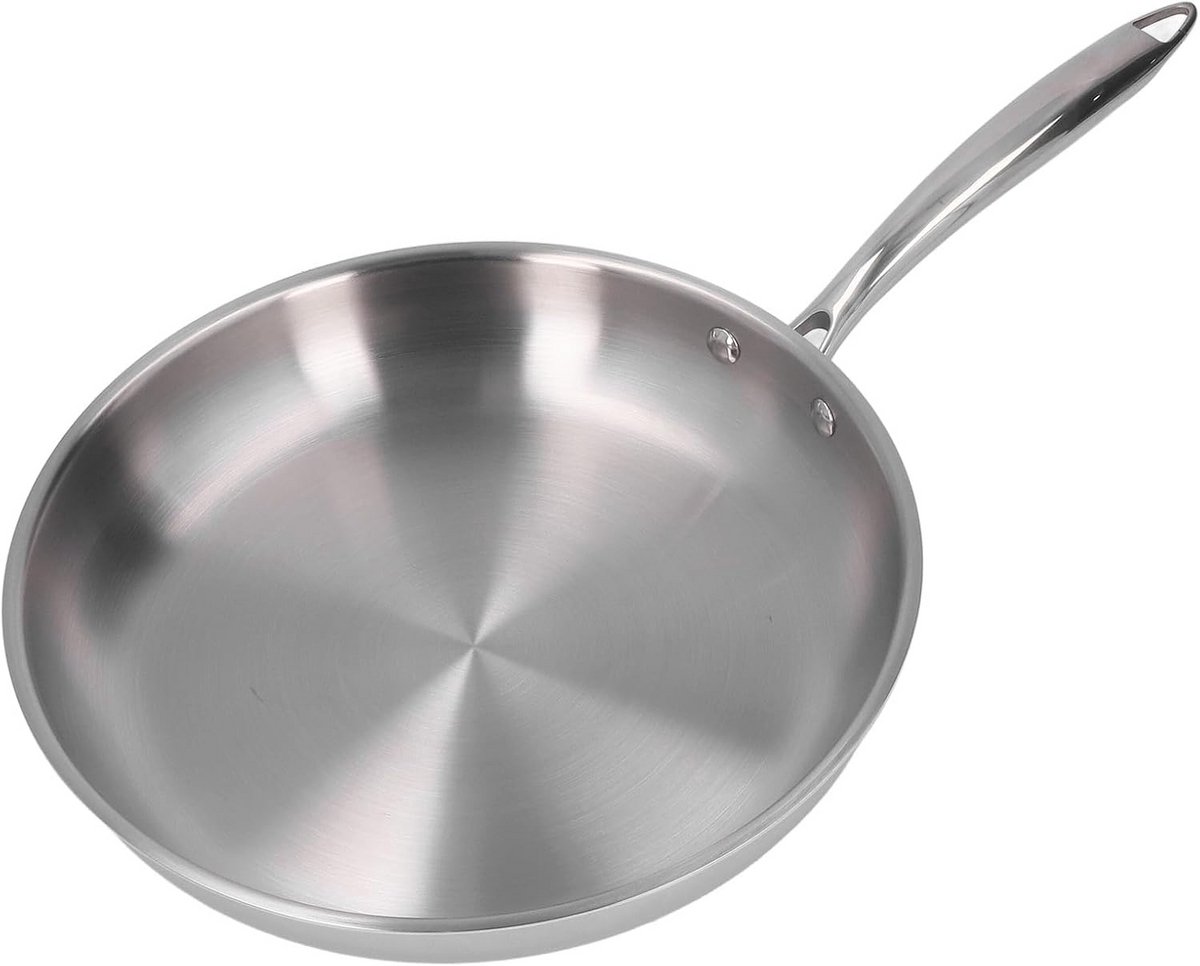 Roestvrijstalen koekenpan 30 cm – Ideale keuze voor het bakken van omeletten, pannenkoeken en meer