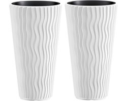 Grote pot voor binnen en buiten, 2 stuks, wit