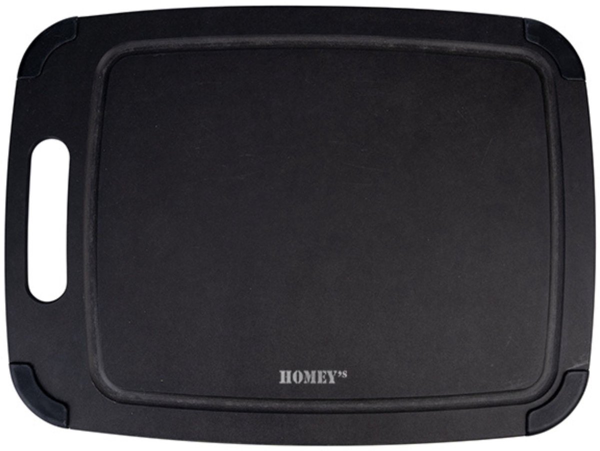 Homey's snijplank - 440x325mm - houtvezel - zwart - antislip - sleeve