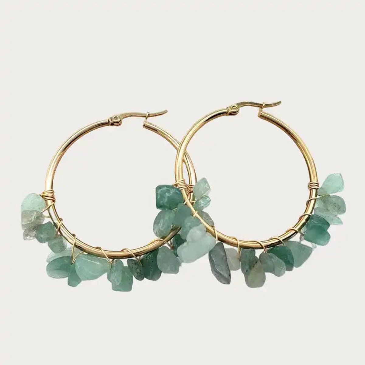 Green Aventurine - Natuursteen - Oorbellen - Stainless Steel