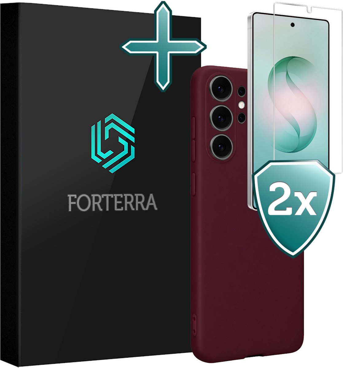 Hoesje Met 2x Screenprotector - Geschikt voor Samsung Galaxy S26 Ultra - Sterk & Shockproof - Telefoon Hoes - Back Cover - Siliconen Case - Aubergine