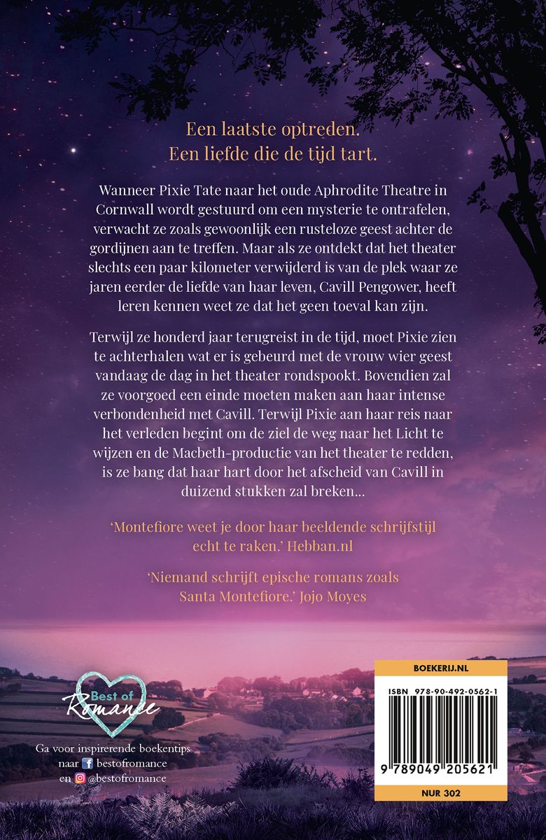 Achterkant van 'De laatste terugkeer' door Santa Montefiore met recensies en een illustratie.