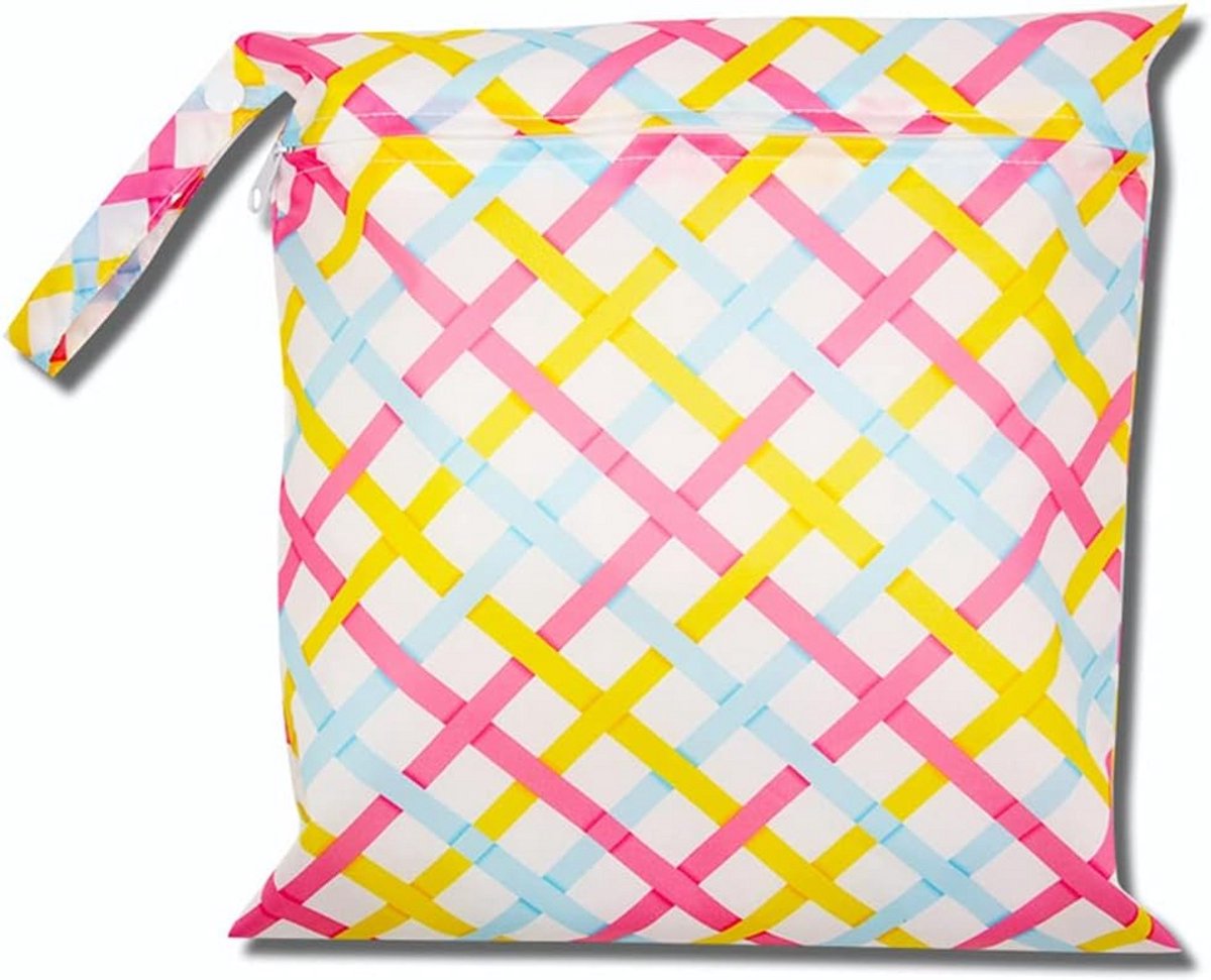 Waterdichte Luier Tas Herbruikbaar - Luiertas & Wetbag - Kleurenraster Maat M (30x28 cm)