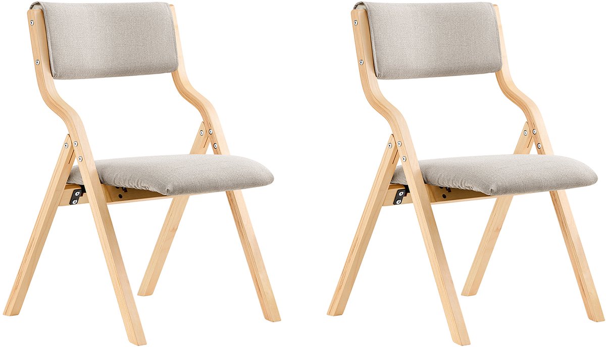 SoBuy Set van 2 Klapstoel, Bureaustoel met Gestoffeerd Zitkussen, Eetkamerstoel, Lichtgrijs, 49x80x54cm, FST40-HGx2 - voor Eetkamer, Keuken, Woonkamer of Thuiswerkplek