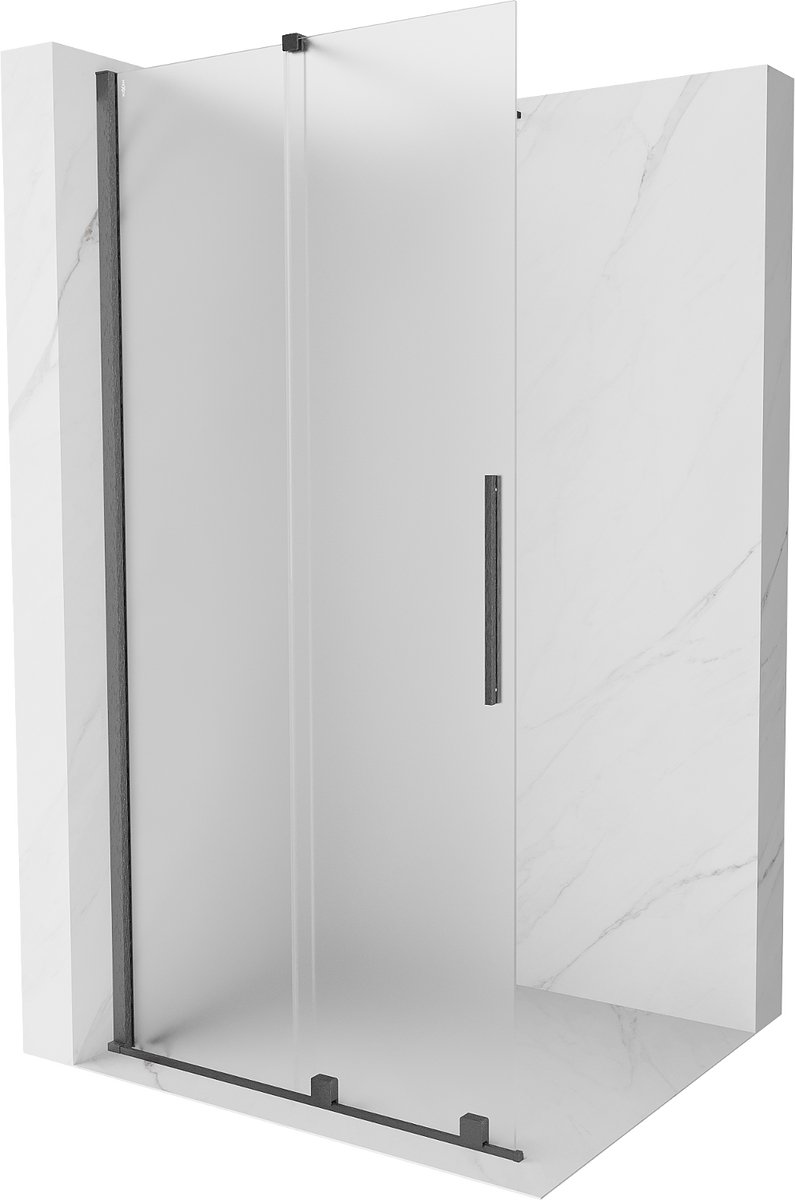 Mexen Velar schuifbare douchewand Walk-in 70 x 200 , matglas 8 mm, geborsteld gun grijs - 871-070-000-33-66