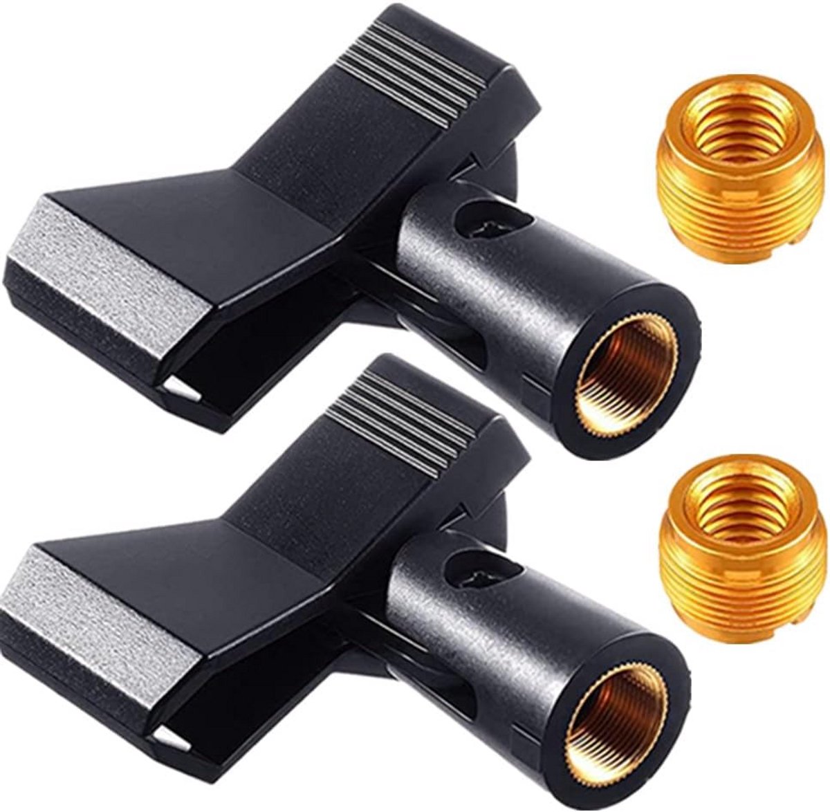 Verstelbare microfoonhouder met 2 clips en 5/8 inch naar 3/8 inch schroefadapter