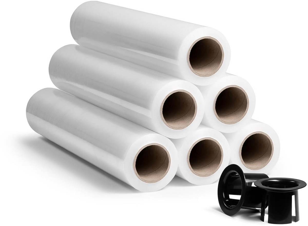 Set van 6 Doorzichtige Rekfolie Rollen met Dispenser voor Verpakken en Meubels