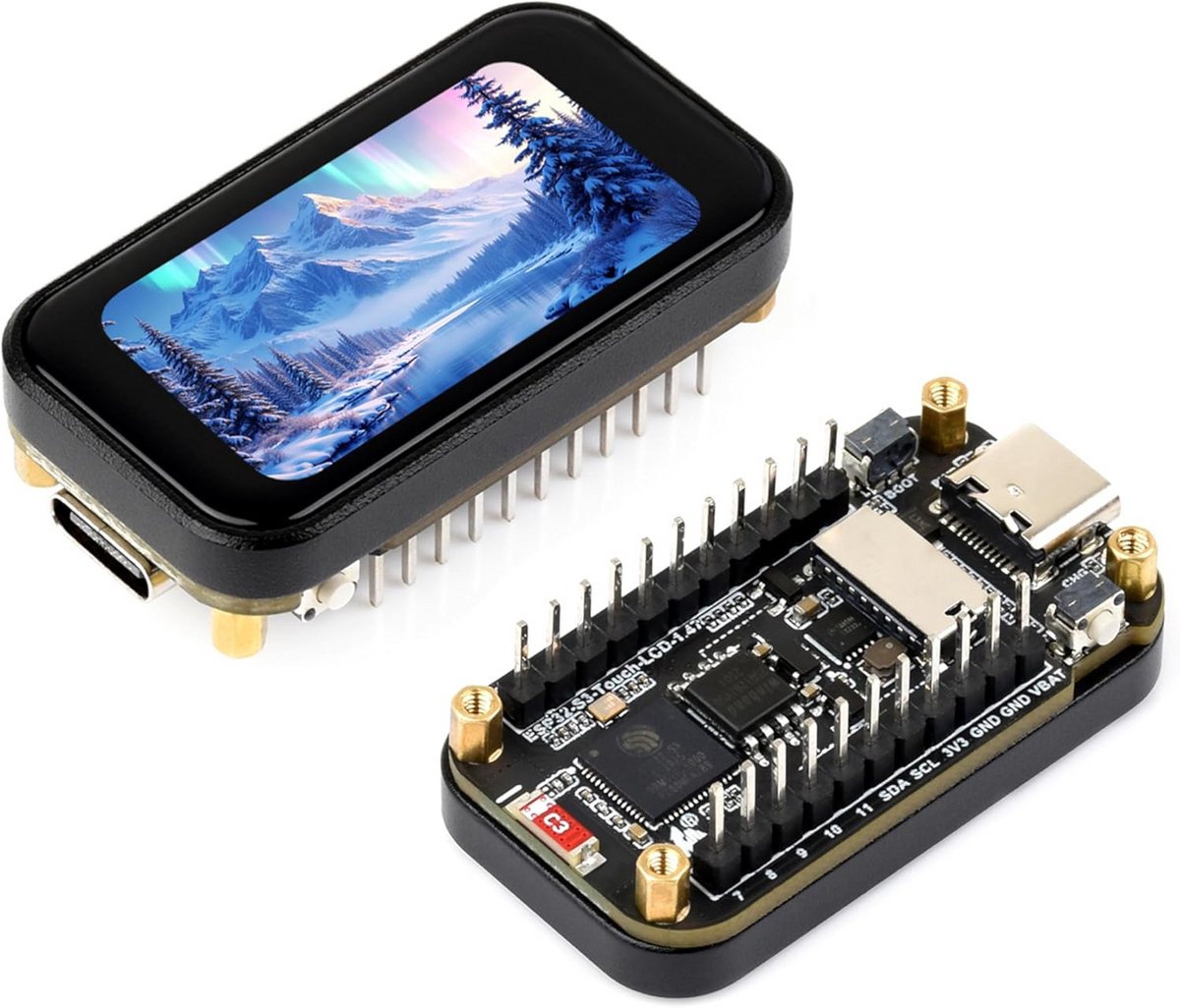 Ontwikkelbord met 1,46 inch IPS Touchscreen Display (172x320) - WiFi en Bluetooth 5 - Dual-Core Processor - Voorgesoldeerde Header