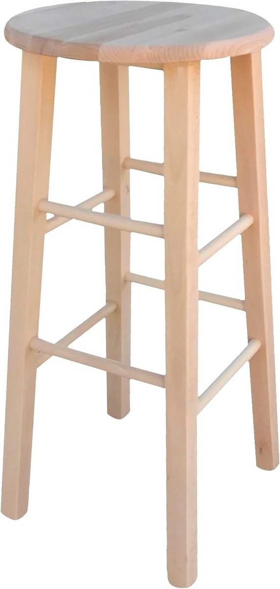 Houten Barkruk Rond Zitting Onbehandeld Naturel Hoogte 68 cm