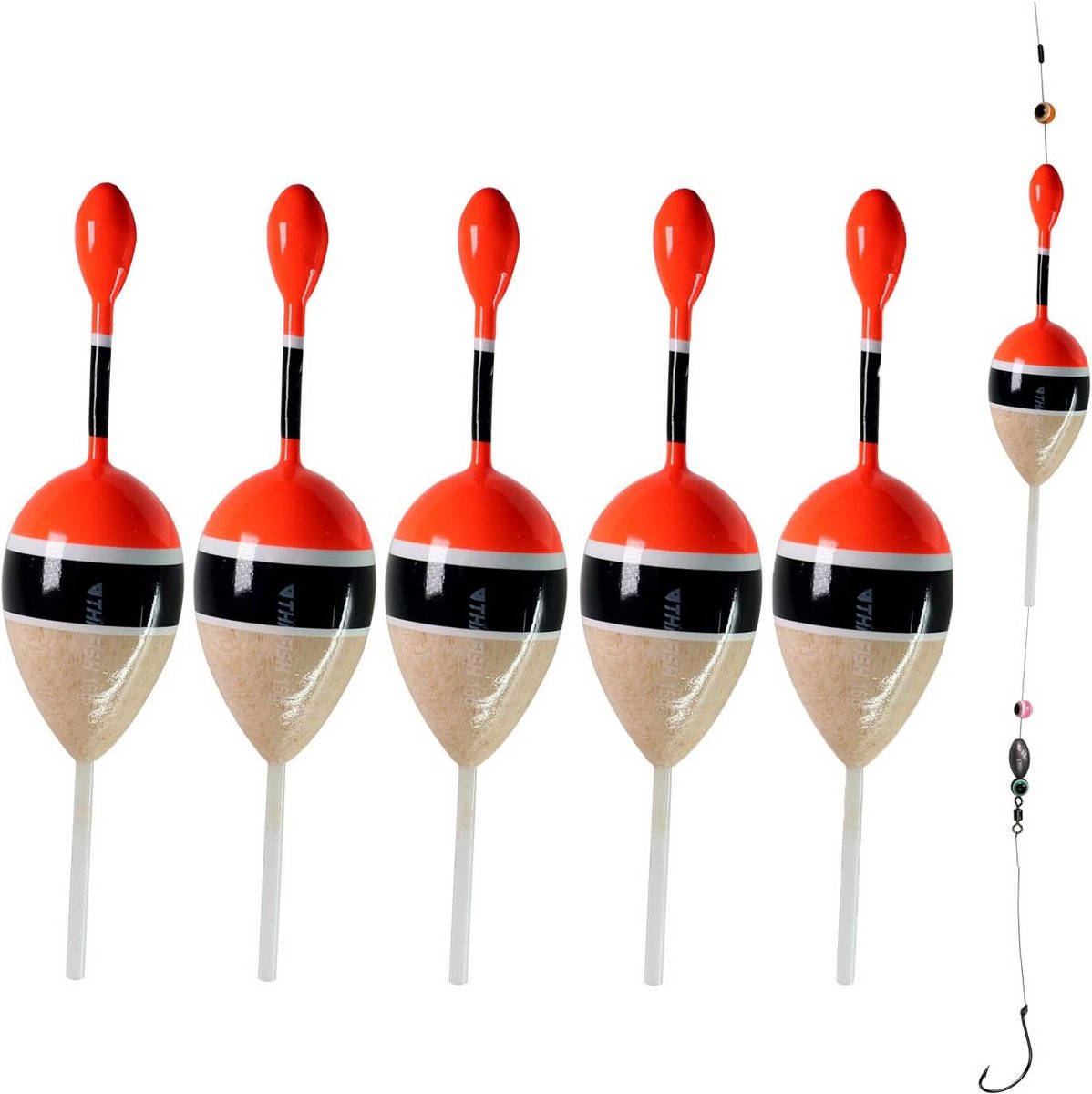 5 Stuks Schuifdobbers Set Balsa Hout Voor Snoek Baars Dieptecontrole