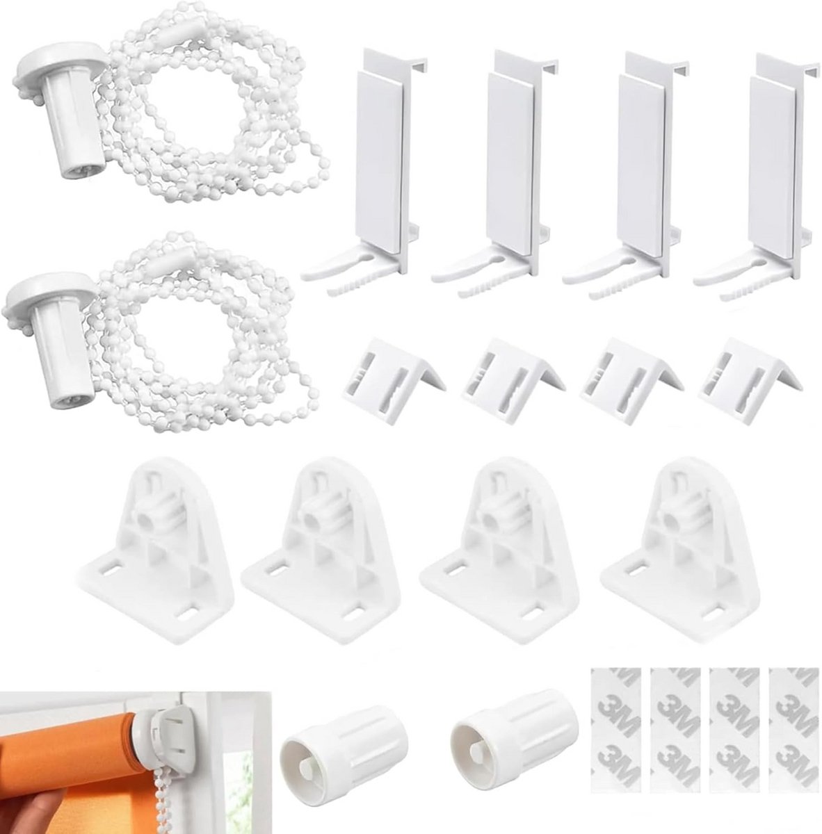 Set van 2 Rolgordijnhouders Zonder Boren 17 mm - Reserveonderdelen Kleckfix voor Rolgordij