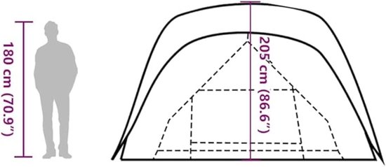 Bungalow tent voor 4 personen met voortent en goede ventilatie van Merkloos — afbeelding 2