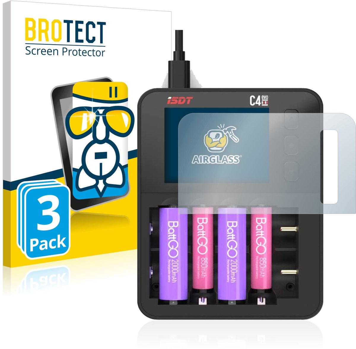 Screenprotector 3 Stuks voor ISDT C4 Evo Beschermglas transparant
