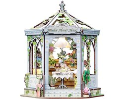 CuteBee GHGC401 Windsor Flower House decoratie Book Nook Bouwpakket | Miniatuur theatrale huisjes pakket modelbouw voor volwassenen | Houten 3D Puzzel | Woonkamer decoratie boekensteun | Led lights verlichting ingebouwd | DIY boekenhouder collectie