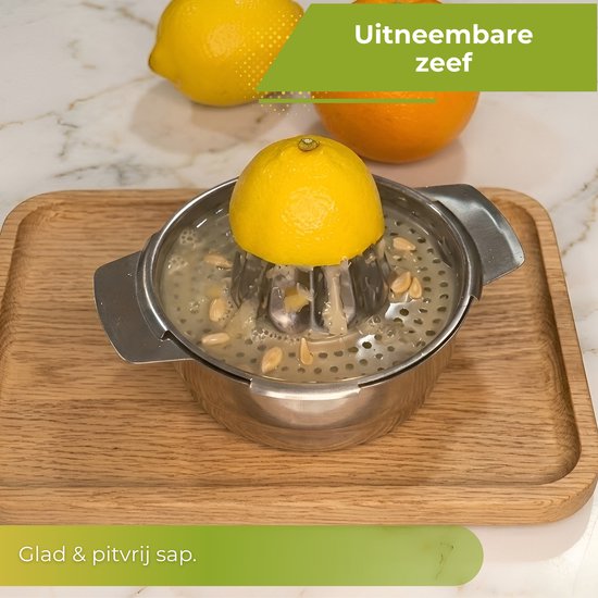 HI NATURE™ Robuuste Kwaliteit Citroenpers - Limoenpers met Bakje 400ml - Handmatige Citruspers - Lemon squeezer - Citrusknijper - Fruitpers - Sinaasappelpers - Zilver van Merkloos — afbeelding 4