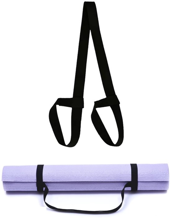 Allecto - Yoga Mat Strap - verstelbare schouderriem - voor yoga en pilates - fitness mat - comfortabele grip - geschikt voor alle matten - kleur zwart