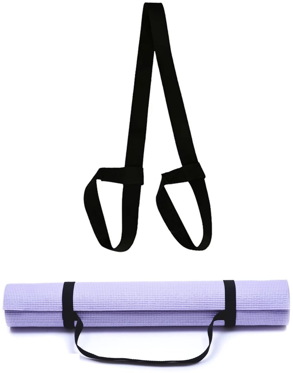 Allecto - Yoga Mat Strap - verstelbare schouderriem - voor yoga en pilates - fitness mat - comfortabele grip - geschikt voor alle matten - kleur zwart