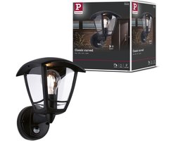 Paulmann Wandarmaturen voor buiten Classic Curved Schemergestuurde bewegingsmelder (IR) IP44 hoekig 164 × 230 mm max. 12W 230V Zwart Kunststof