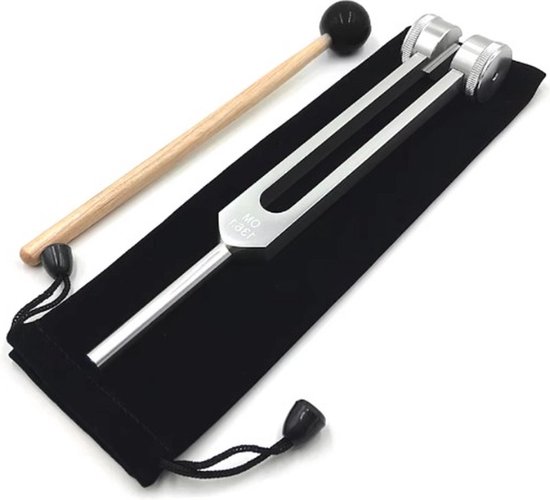 Stemvork mid Ohm 128 Hz - Chakra balanceren / activeren - Diapason - Tuning fork - Inclusief stoothoutje en zakje - Klanktherapie / meditatie / yoga / ontspanning - Metaal - Zilver - Jonyx van Merkloos — afbeelding 2