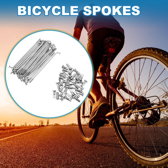 Allecto - Fietspaken - 14G - Hoogwaardige carbon staal - Zilver - Mountainbike fietspaken - 36 stuks - Geschikt voor fietsen - 80MM — afbeelding 4