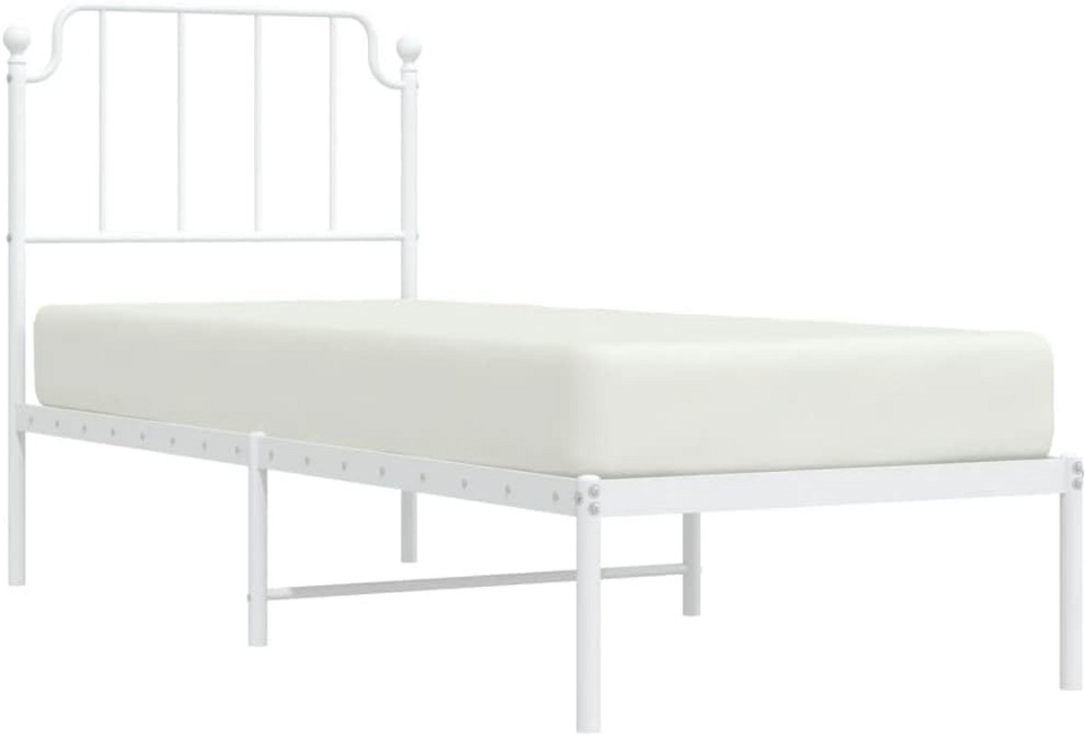 Eenpersoons Bedframe Metaal met Hoofdbord Wit 80x200 cm Montage Vereist