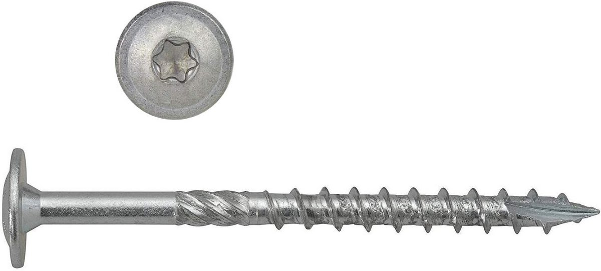 Platte Kop Houtschroeven Torx 8x400 mm Verzinkt - 5 Stuks voor Constructief Houtwerk