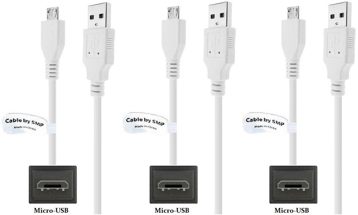 3 stuks OneOne 1,2m Micro USB kabel. Stevige laadkabel. Oplaadkabel snoer past op past op TomTom GO Live 820 / 825 Europe, Pro 7100, Pro 8375, Pro 9100, Pro Truck 5250Go Expert, Go Premium