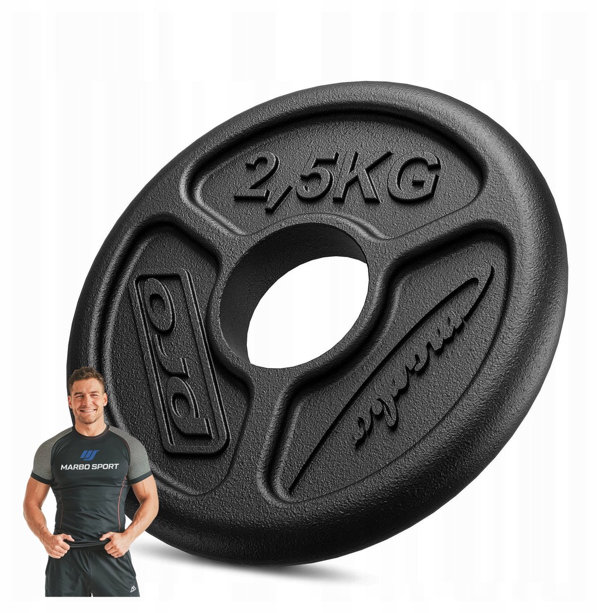 Marbo Sport - Olympische halterschijf - Olympic Weight Plate - 2,5 kg - Gietijzer - Boring 51 mm - Voor krachttraining en thuisgym en Home Gym - Zwart