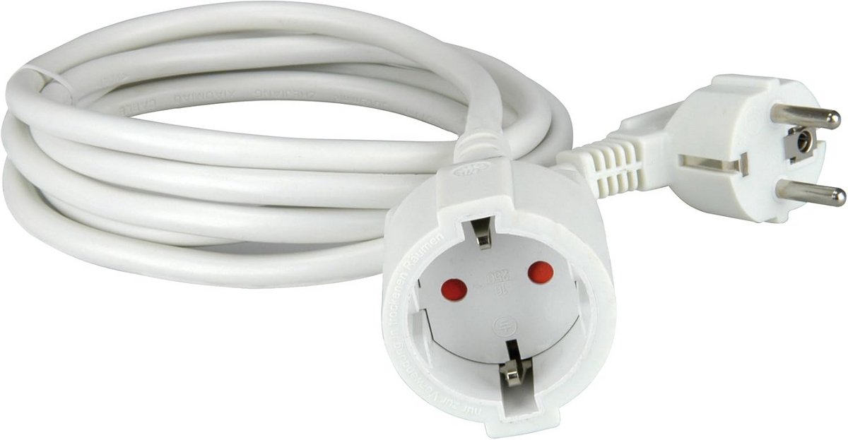 Schuko verlengkabel 2 meter H05VV-F 3G1, 5 mm² - Wit