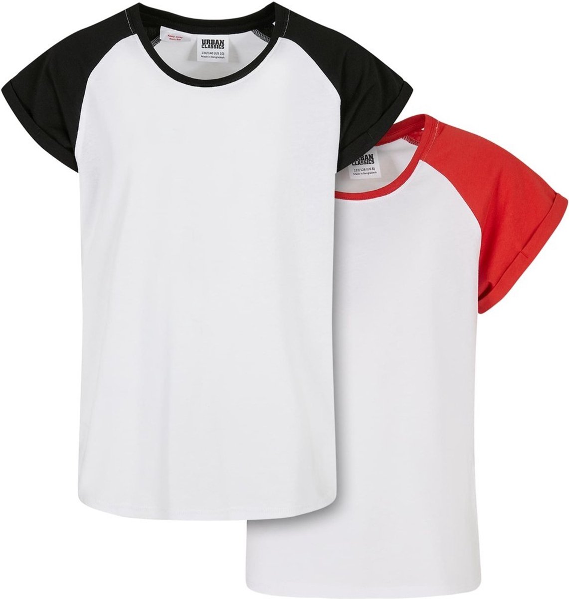 Urban Classics Contrast Raglan Kinder Tshirt Kids 122/128 Wit