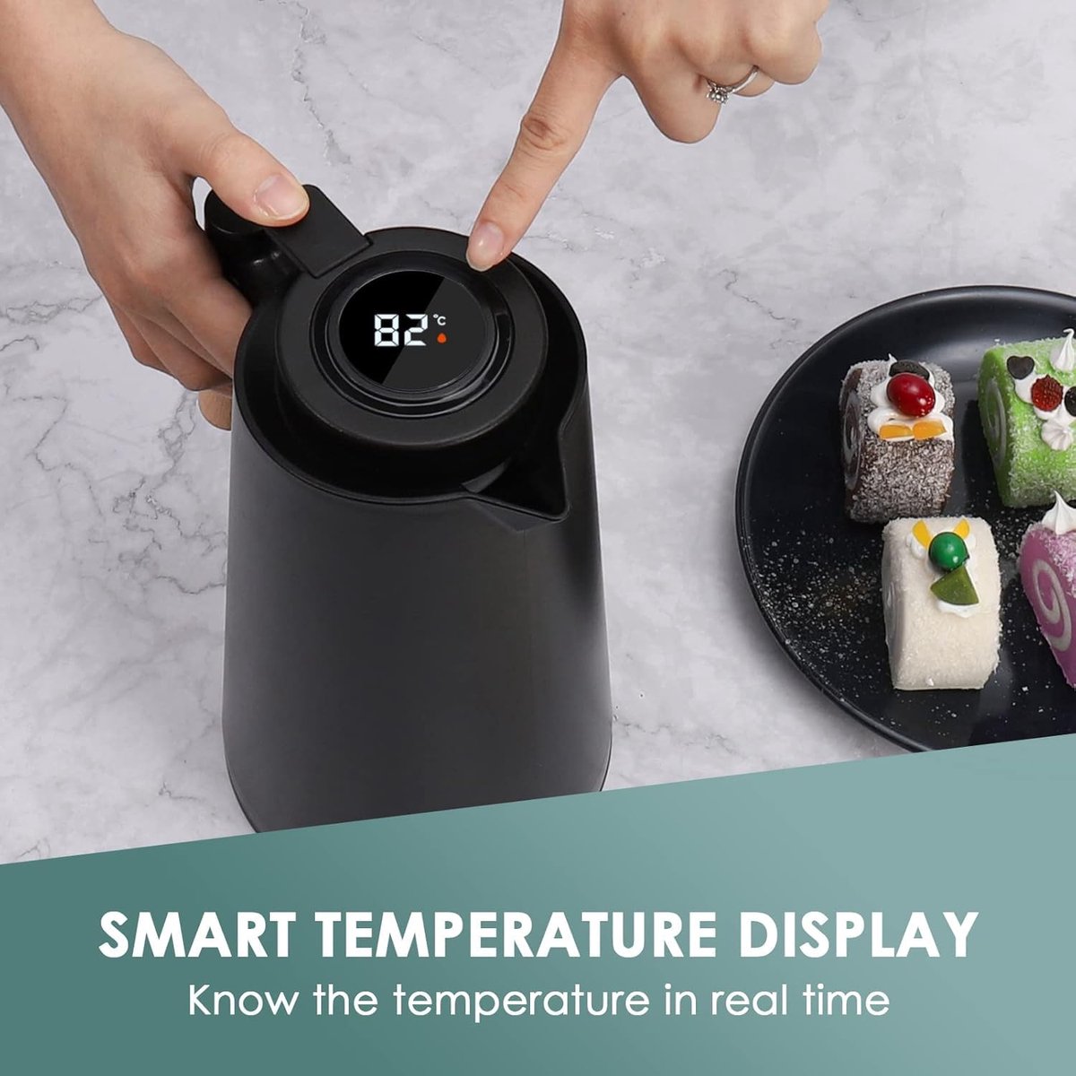 Dreamhigh® Thermoskan 1 Liter - Thermoskan voor Koffie - 100% Lekvrije Thermoskan - Roestvrij Staal - Warme en Koude Dranken - voor Thee - Melk en Koffie — cadeau in Koken & Dineren - foto 5