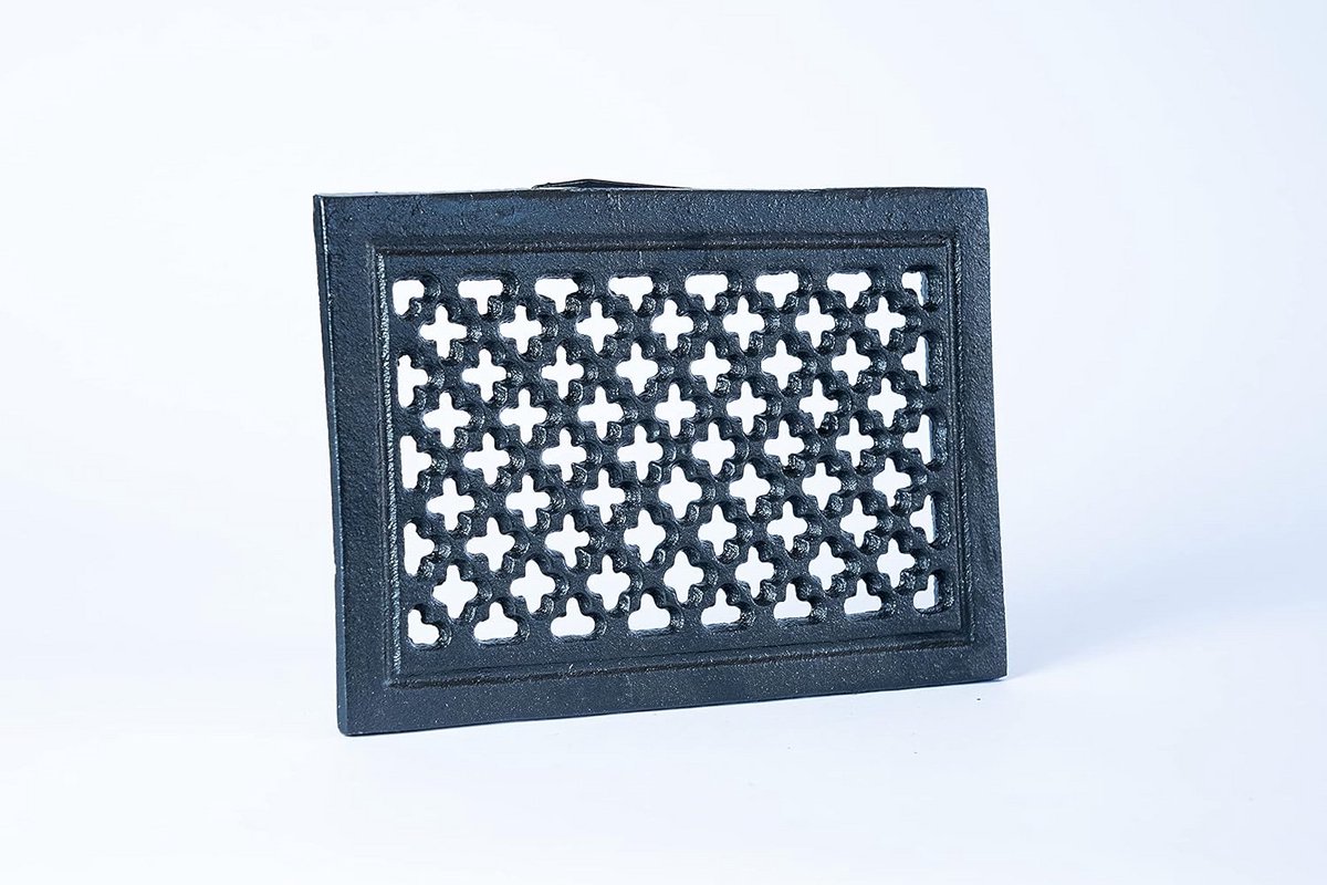 Gietijzeren Ventilatierooster Zwart 210x145mm - Hittebestendig Luchtrooster