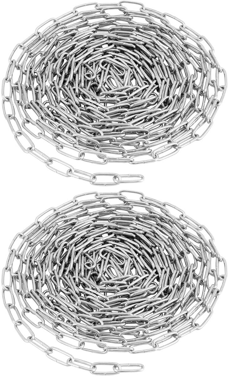 2 stuk gegalvaniseerde stalen ketting 5 m - Ø 2 mm - roestbestendig - perfect voor waslijn, hangplanten, hondenkettingen en DIY decoratie
