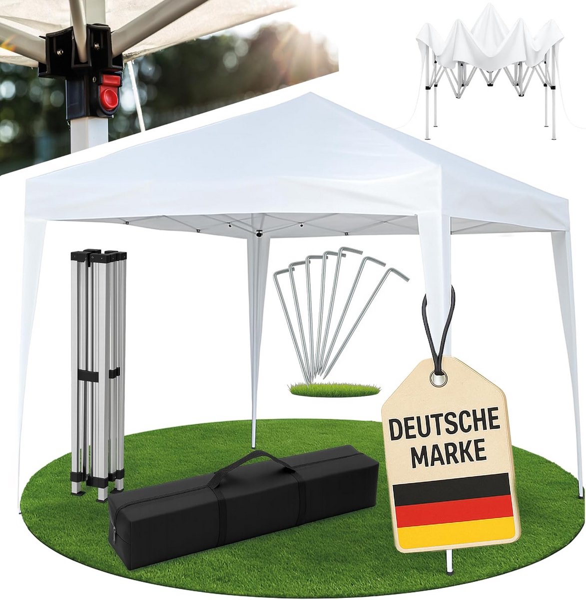 Vouwpaviljoen 3x3m Pop-Up Partytent - Opvouwbaar, Verstelbaar en UV-bestendig