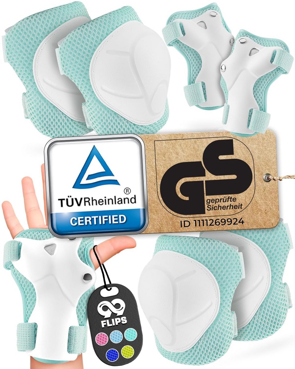 Kniebeschermers voor Kinderen 3 Jaar - TÜV Rheinland GS Keurmerk [6-delige Set] - Bescherming Set voor Kinderen Mint