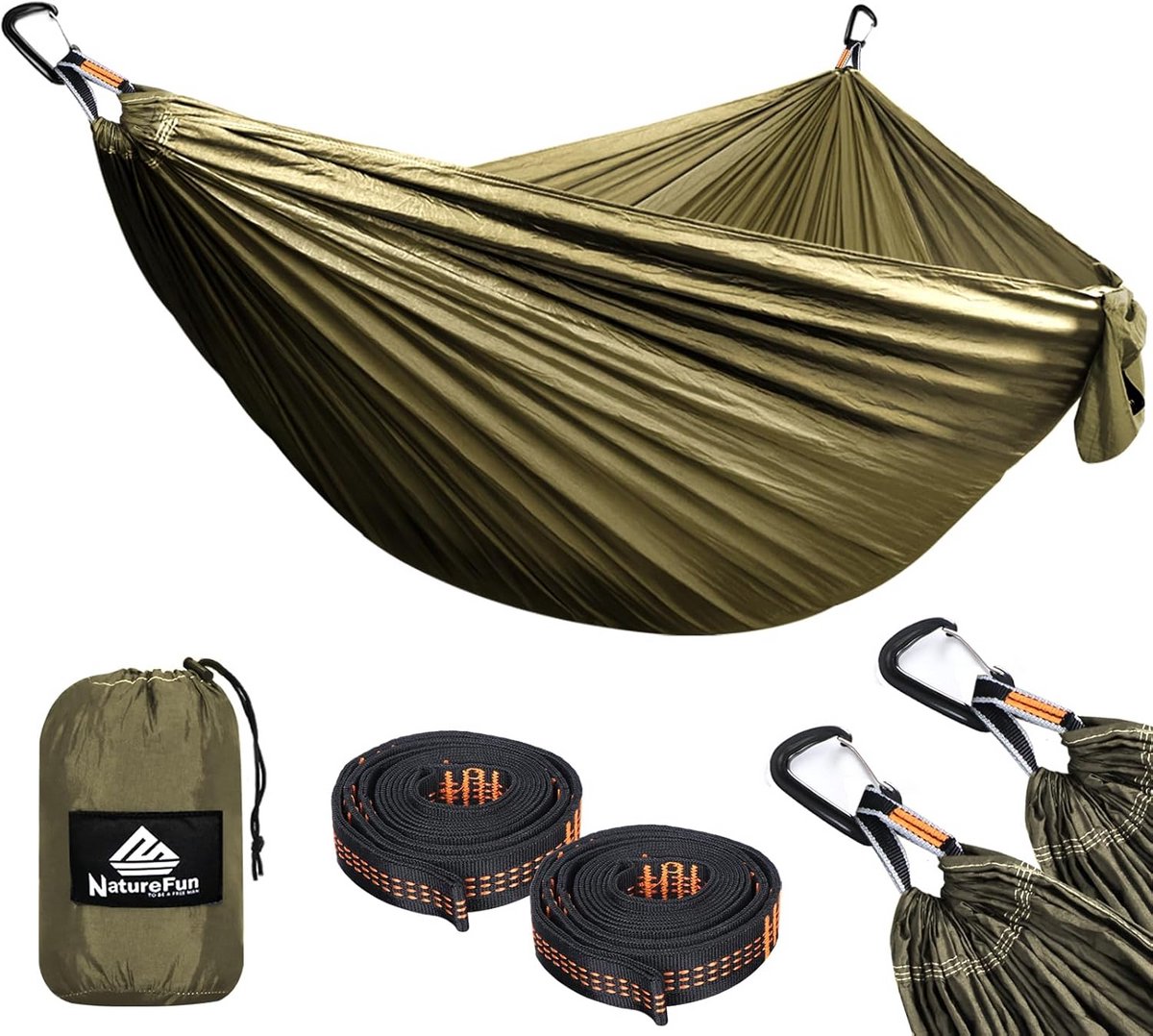 Ultralight Hangmat voor Kamperen en Reizen - 300 kg Draagcapaciteit - 300 x 200 cm - Ademend Nylon met Carabiners en Riemen
