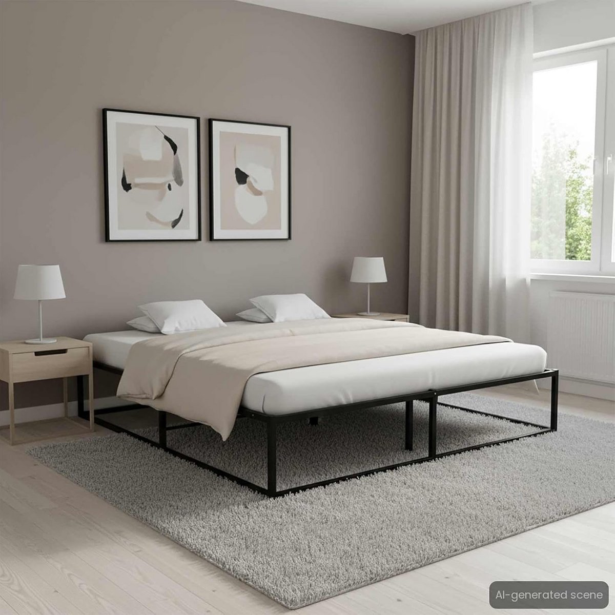 Stevig Metalen Bedframe Zwart 180x200 cm met Lattenbodem voor Slaapkamer