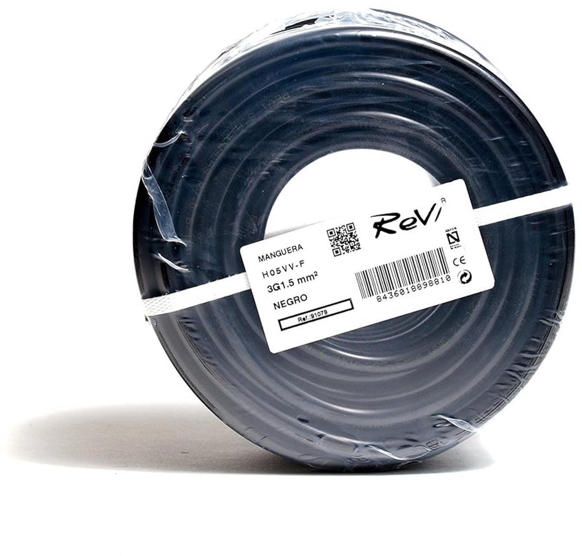 Zwarte 3-aderige 1,5 mm installatiekabel op rol van 100 meter