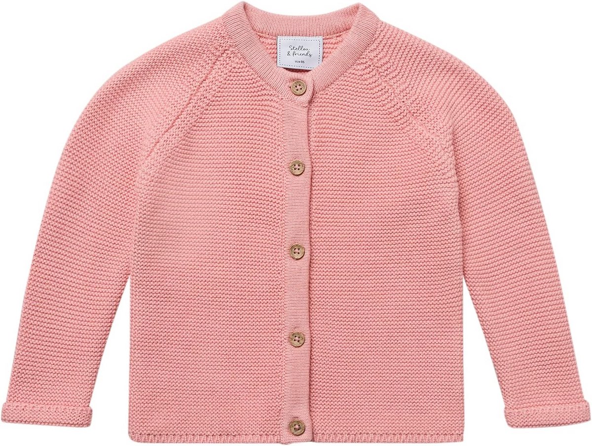 Zachte Gebreide Cardigan Kinderen met Houtlook Knopen van 100% Katoen