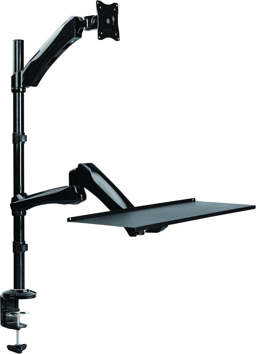 TV-houder voor wandmontage - Zit/staande werkplek voor 13-27 inch monitoren - Zwart