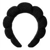 Bandeau noir matelassé femme – large bandeau velours avec design ondulé – accessoire cheveux à la mode pour un usage quotidien