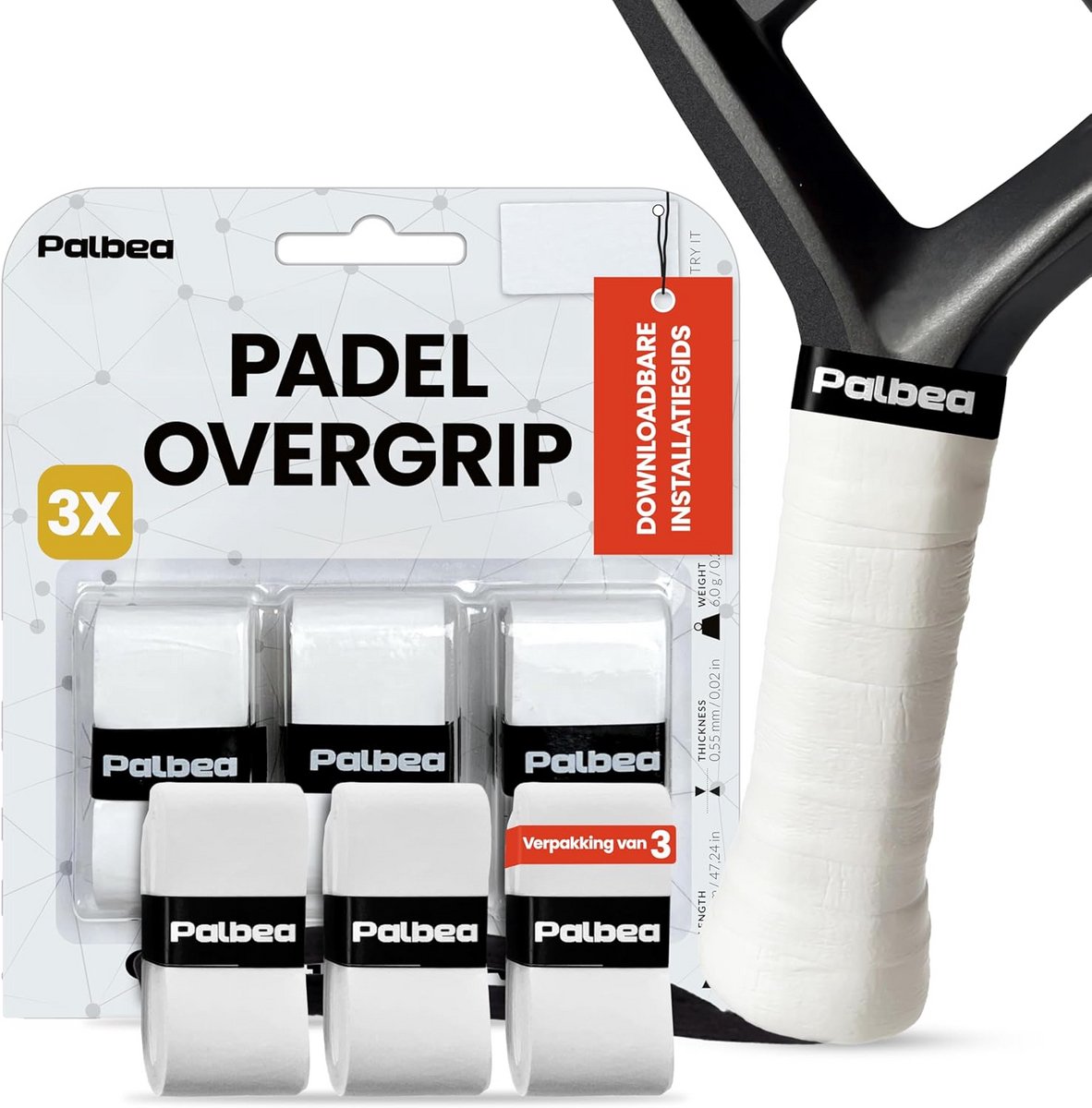 Extra Grippy White Padel OverGrip Set - Hoogwaardige Zweetabsorptie, Non-slip Padel Grip Tape voor Racket