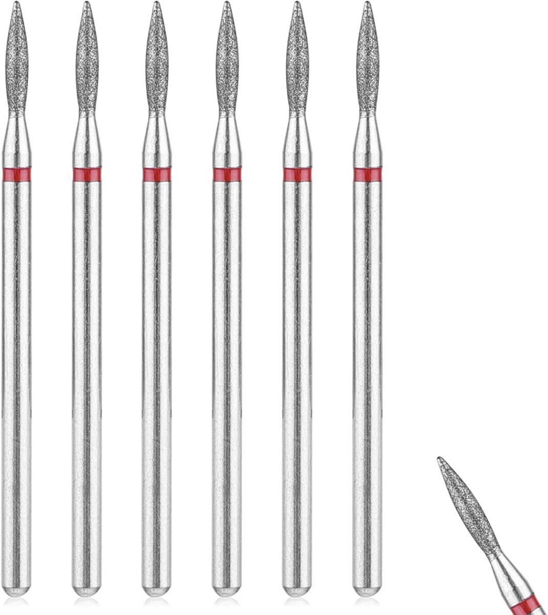 6-delige Cuticula Boor Set voor Manicure en Pedicure - Professionele Diamantboren met Case