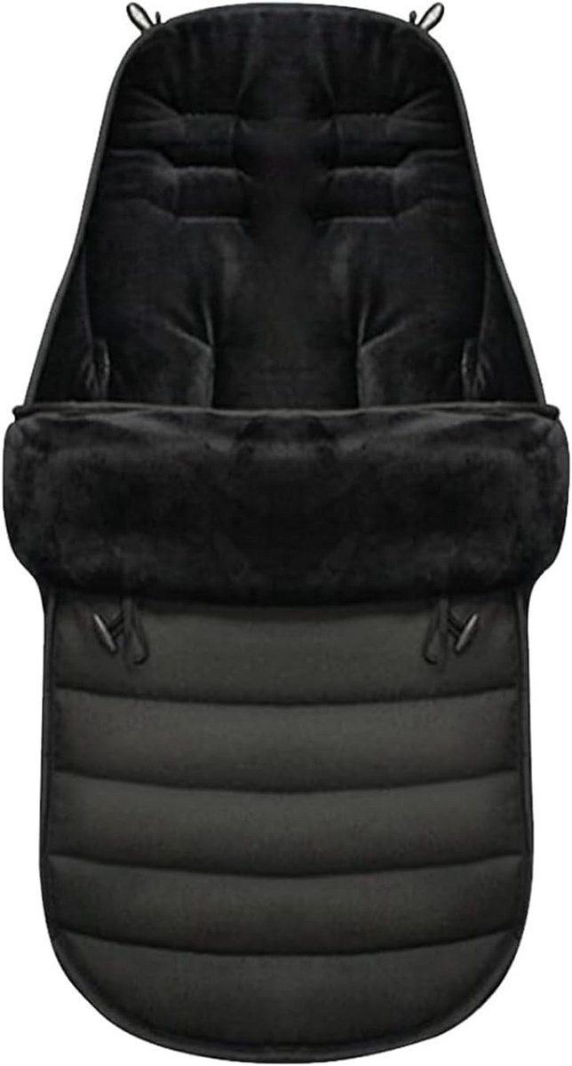 Voetenzak voor kinderwagen - Winter Babyvoetenzak met Capuchon en Ritssluiting - Afneembaar en Wasmachinebestendig - Zwart