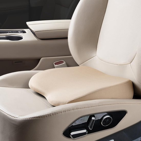 2-in-1 hoekkussen Geschikt voor de bestuurder, Geschikt voor stoelen of lendensteun - 9 cm zacht zitkussen van traagschuim - Ergonomisch en comfortabel zitkussen Geschikt voor auto's en vrachtwagens, beige