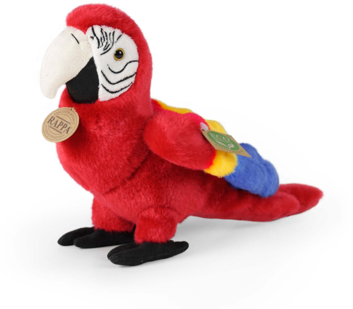 Rappa pluche rode ara knuffel 24 cm eco-vriendelijk speelgoed.