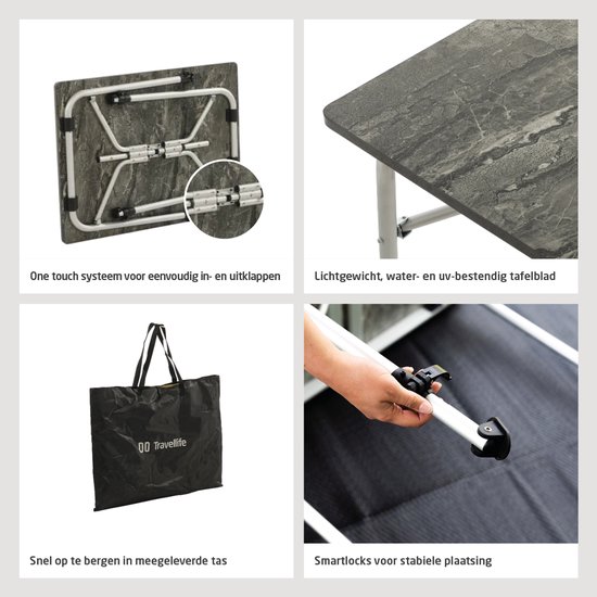 Travellife Sorrento Campingtafel Honeycomb dark grey 100x70 - Kras- en hittebestendig - Extreem lichtgewicht - Inclusief draagtas van Travellife — afbeelding 2