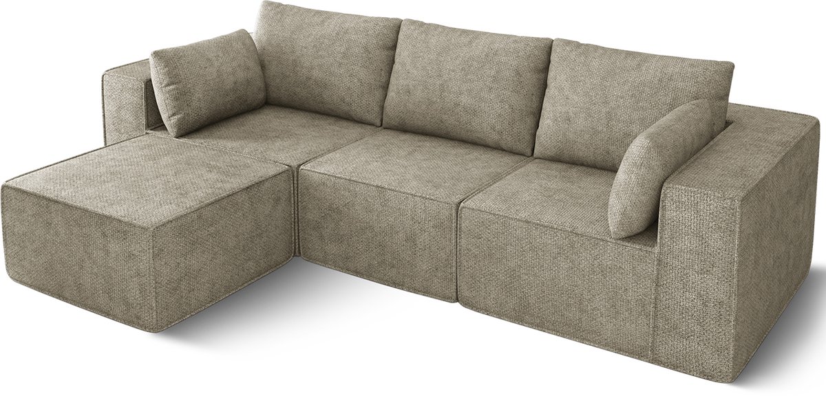 Fukstern Hoekbanken hooge Ergonomische Comfort - Multifunctioneel L-vormige moderne hoekbank - Modulair Ontwerp - Grijs